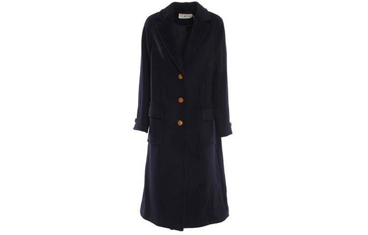 Order (Women) TORY BURCH Wool Coat with Logo - Blue. 88377-411