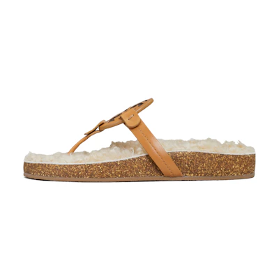 (W) TORY BURCH Wool Herringbone Slippers 'Khaki'