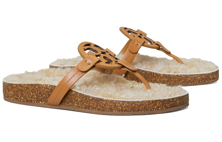 (W) TORY BURCH Wool Herringbone Slippers 'Khaki' 圖 3