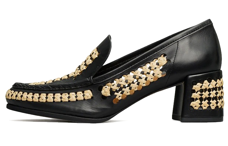 (Women) TORY BURCH Woven Raffia High Heel 'Black' 81747-001