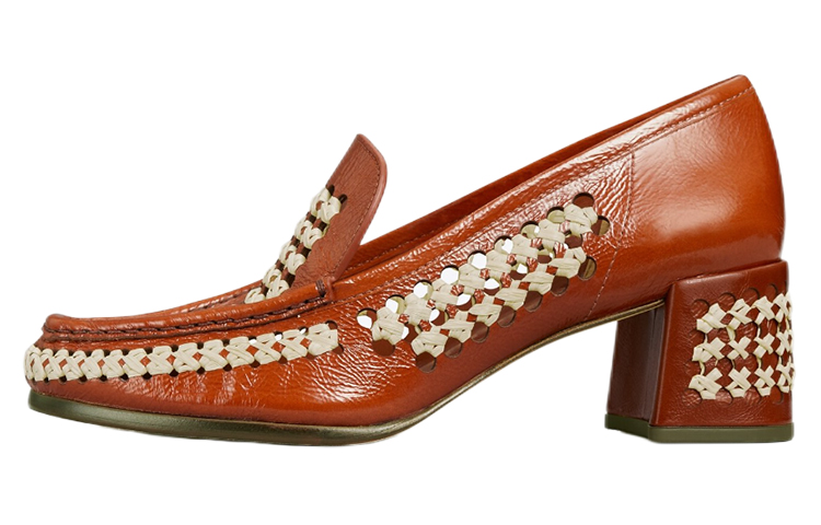 (W) TORY BURCH Woven Raffia High Heel 'Brown'