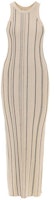 (Women) TOTEME Beige Sleeveless Striped Long Slim-Fit Dress 242WRD2305YA0044125 (Women) TOTEME Beige Sleeveless Striped Long Slim-Fit Dress 242WRD2305YA0044125