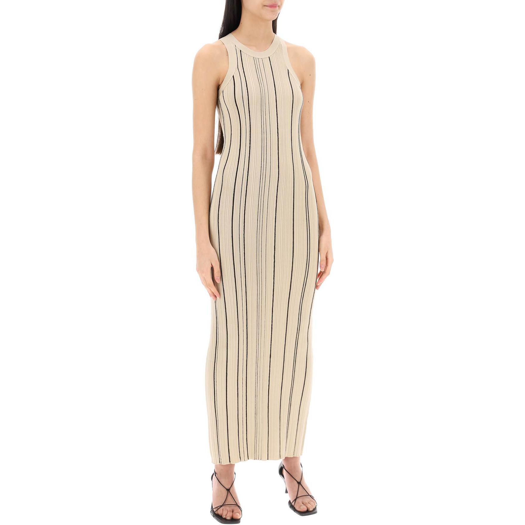 Lookbook (W) TOTEME 米色无袖条纹修身长裙 242WRD2305YA0044125