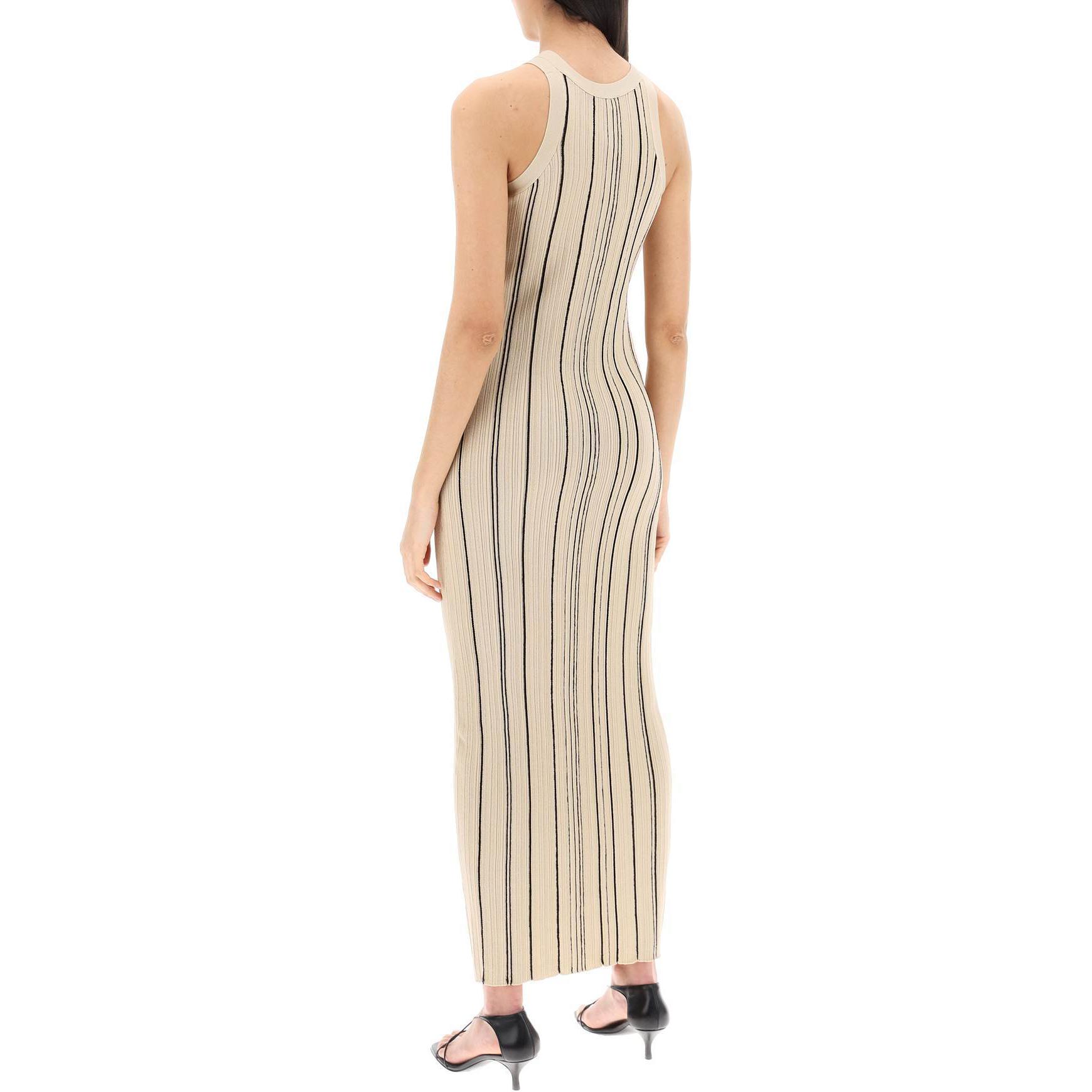 Shop (W) TOTEME 米色无袖条纹修身长裙 242WRD2305YA0044125