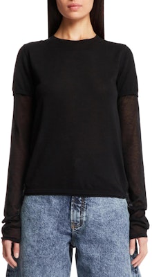 (W) TOTEME Baju Slim Fit Lengan Panjang Leher Bulat Hitam. 243WRT0348YA0079001 Buy (W) TOTEME Baju Slim Fit Lengan Panjang Leher Bulat Hitam. 243WRT0348YA0079001