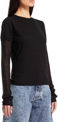 (W) TOTEME Baju Slim Fit Lengan Panjang Leher Bulat Hitam. 243WRT0348YA0079001 Shop (W) TOTEME Baju Slim Fit Lengan Panjang Leher Bulat Hitam. 243WRT0348YA0079001