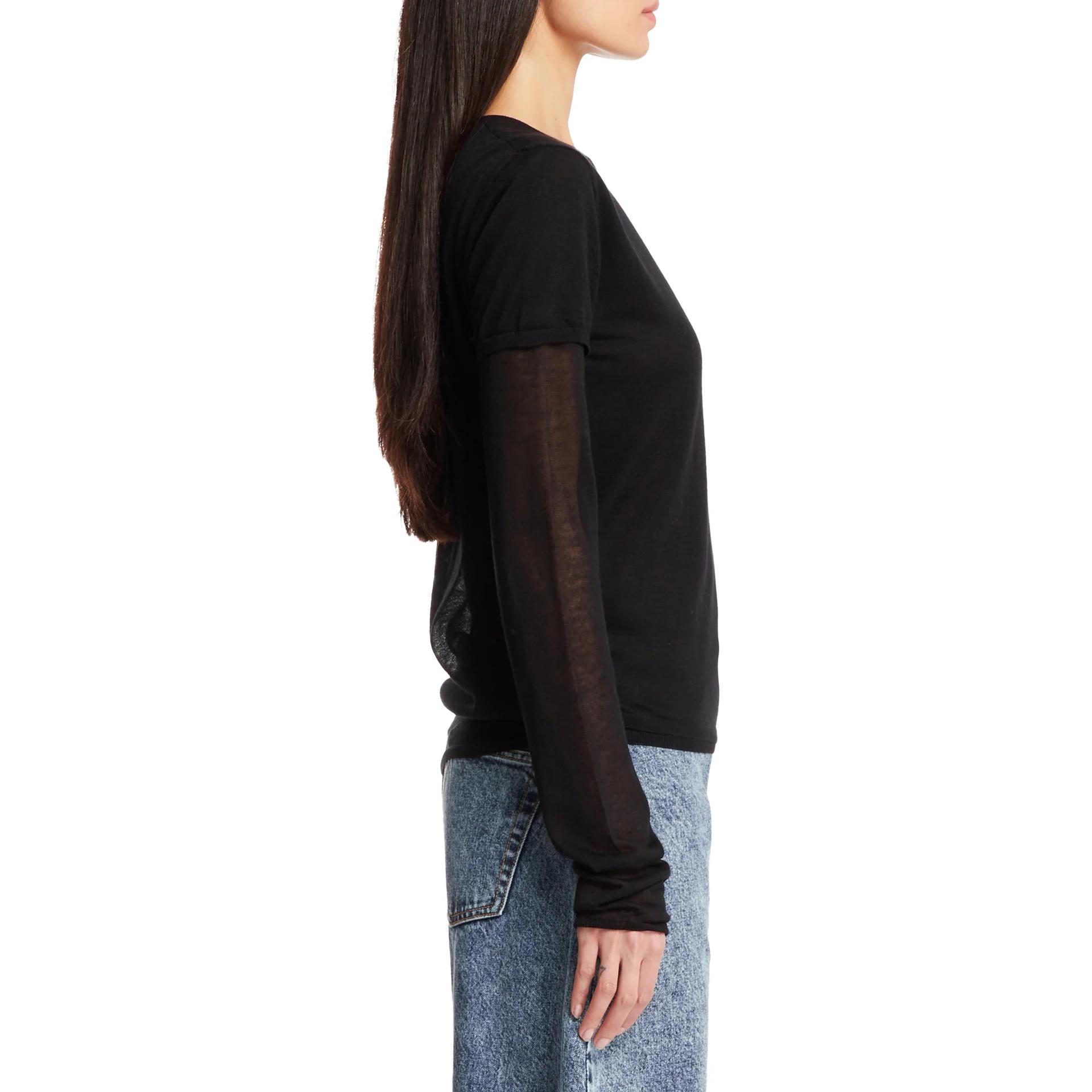 Purchase (W) TOTEME Baju Slim Fit Lengan Panjang Leher Bulat Hitam. 243WRT0348YA0079001