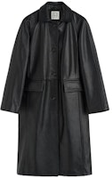 (Women) TOTEME Black Leather Straight Coat with Raglan Sleeves 234WRTWOU052LE0007001 (Women) TOTEME Black Leather Straight Coat with Raglan Sleeves 234WRTWOU052LE0007001