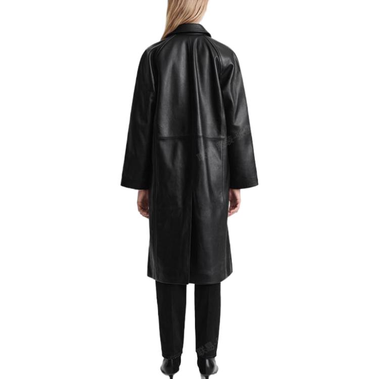 Shop (W) TOTEME Abrigo Negro de Cuero Recto con Mangas Raglán 234WRTWOU052LE0007001