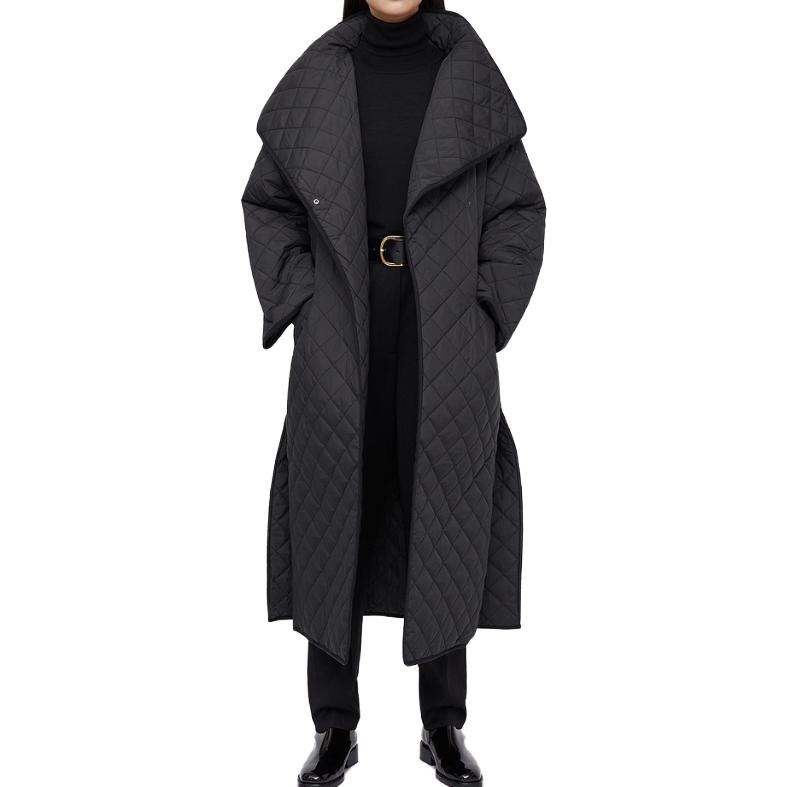 Lookbook (W) TOTEME 黑色長款純棉大衣簡約純色設計 213112732200