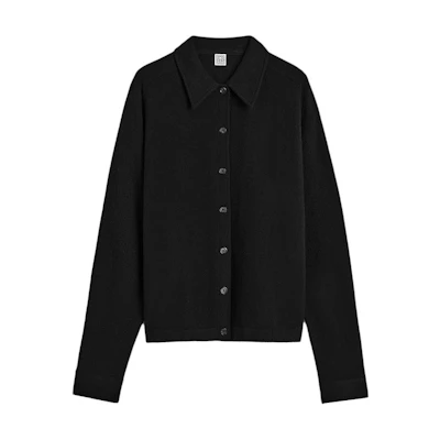 (Women) TOTEME Black Single-Breasted Cashmere Sweater - Soft & Comfy Fallwear 243WRT0347YA0016001
