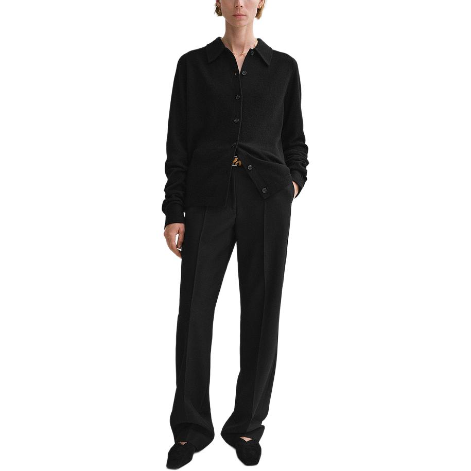 Lookbook (W) TOTEME 黑色单排扣羊绒毛衣 - 柔软舒适秋季穿搭 243WRT0347YA0016001