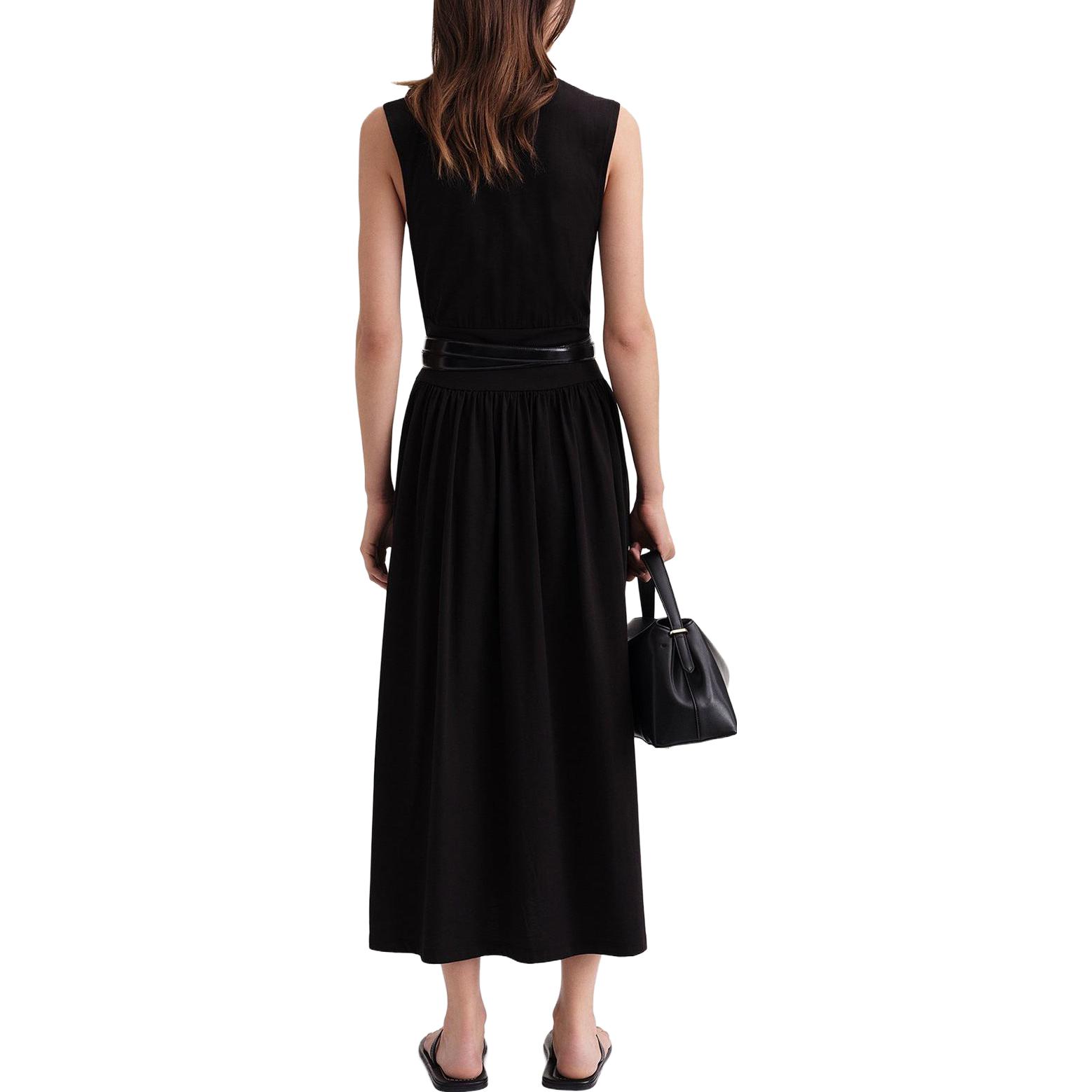 Shop (W) TOTEME Hitam Tanpa Lengan Midi Dress dengan Pinggang Ketat. 2326022770