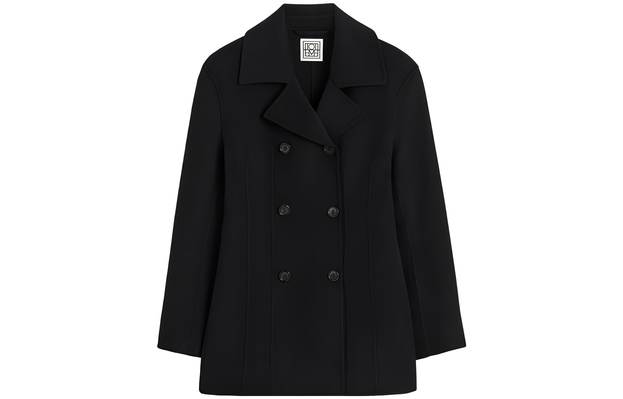 (Women) TOTEME  Casual Double-Breasted Long Sleeve Jacket Coat Black 234WRTWOU101FB0006001