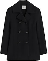 (Women) TOTEME Casual Double-Breasted Long Sleeve Jacket Coat Black 234WRTWOU101FB0006001 (Women) TOTEME Casual Double-Breasted Long Sleeve Jacket Coat Black 234WRTWOU101FB0006001