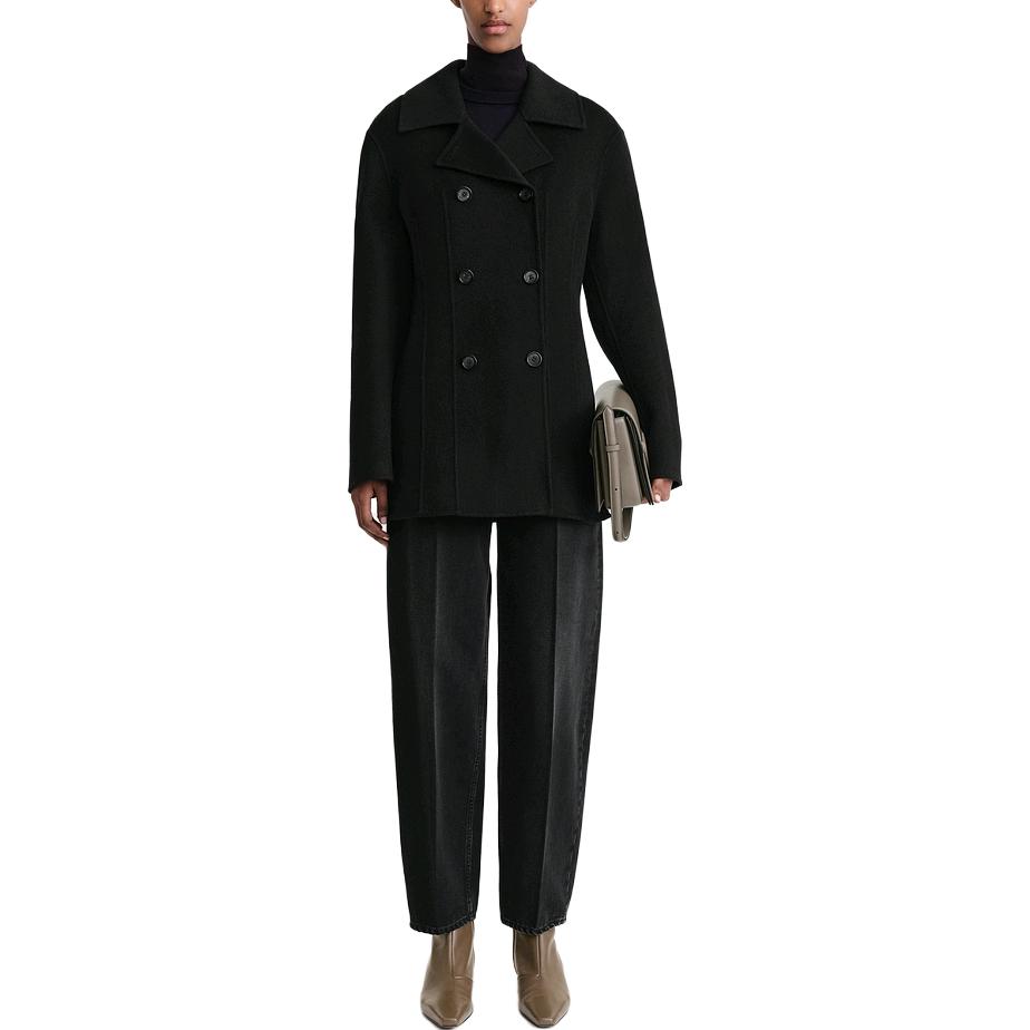 Lookbook (W) TOTEME Chaqueta Abrigo Negra de Doble Botonadura y Manga Larga Casual 234WRTWOU101FB0006001