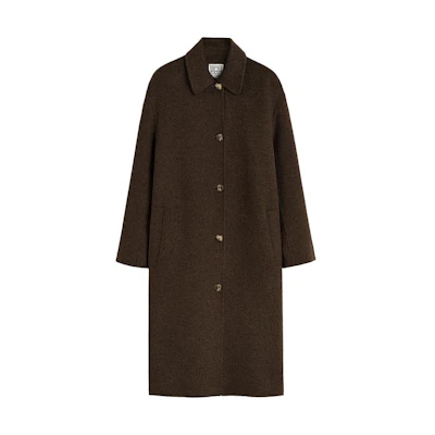 (Women) TOTEME Chocolate Melange Mid-Length Wool Coat. 234WRTWOU012FB0006021