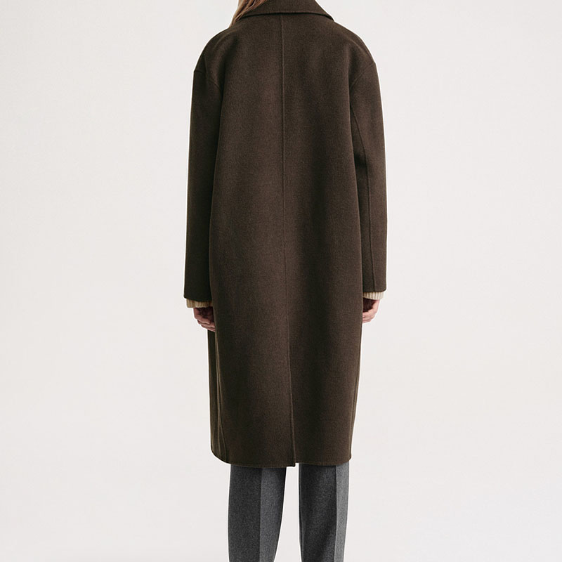Shop (W) TOTEME 巧克力混色中長羊毛大衣 234WRTWOU012FB0006021