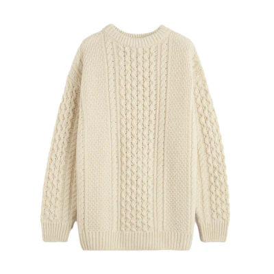 (Women) TOTEME Chunky Cable Knit Crewneck Sweater - Cream 234WRTWTP156YA0012055