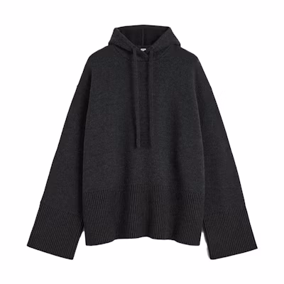 (Women) TOTEME Classic Ribbed Knit Hoodie Sweater in Heather Gray. 234WRTWTP166YA0008019