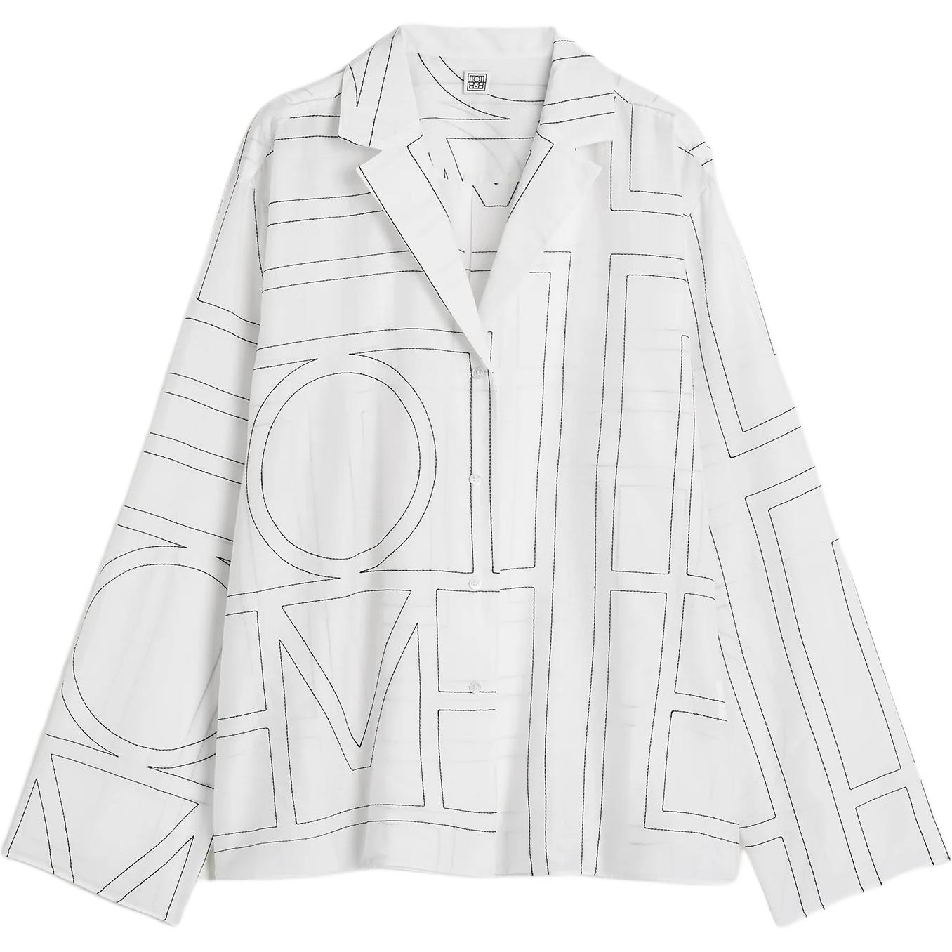 (Women) TOTEME  Embroidered Logo Relaxed Long Sleeve Shirt White/Black. 243WRT976FB0239