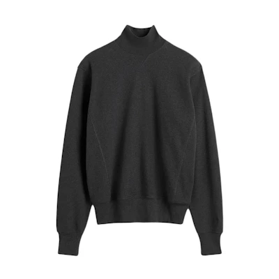 (Women) TOTEME High-Neck Knit Sweater with Letter Embroidery in Gray Marl. 241WRT1413FB0141019