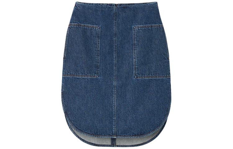 (Women) TOTEME  High-Waisted Minimalist Denim Maxi Skirt with Curved Hem. 2332054741404