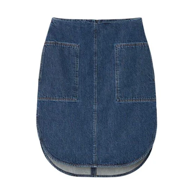 (Women) TOTEME High-Waisted Minimalist Denim Maxi Skirt with Curved Hem. 2332054741404