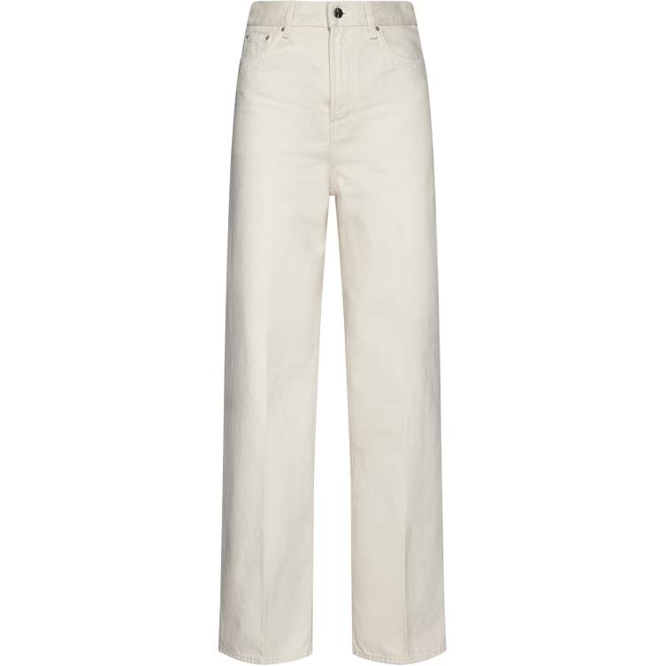 (Women) TOTEME  High-Waisted Wide-Leg White Jeans with Zip Detail. 242WRB2429FB008332116