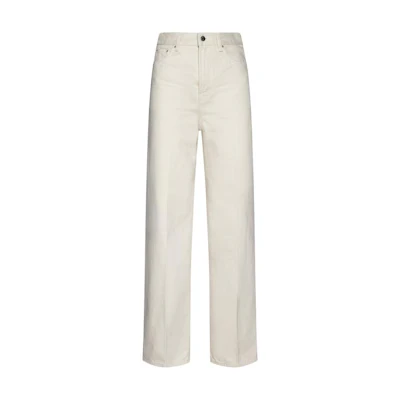 (Women) TOTEME High-Waisted Wide-Leg White Jeans with Zip Detail. 242WRB2429FB008332116