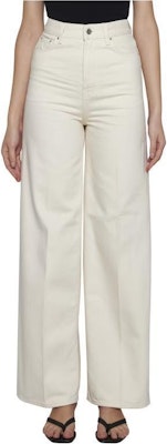 (W) TOTEME Seluar Jeans Putih Tinggi Wide-Leg dengan Butiran Zip. 242WRB2429FB008332116 Shop (W) TOTEME Seluar Jeans Putih Tinggi Wide-Leg dengan Butiran Zip. 242WRB2429FB008332116