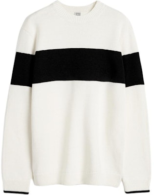 (W) TOTEME 修身条纹圆领针织毛衣 白色/黑色 FW24. 243WRT0338YA0081200 Order (W) TOTEME 修身条纹圆领针织毛衣 白色/黑色 FW24. 243WRT0338YA0081200