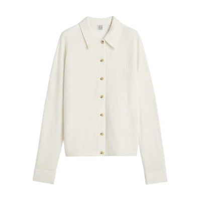 (Women) TOTEME Loose-Fit Cashmere Cardigan Cloud White - Fall 24 Edition. 243WRT0347YA0016187