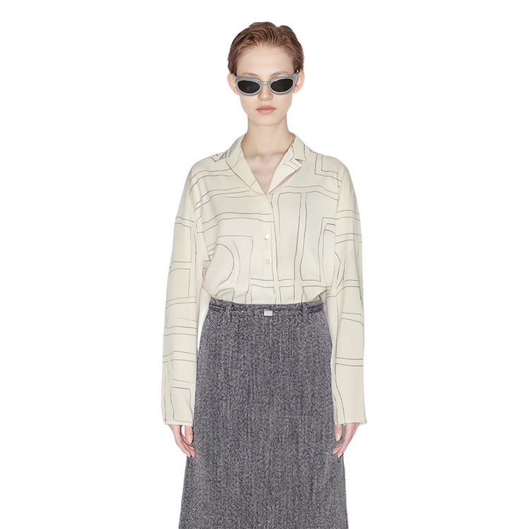 Details for (W) TOTEME 宽松版几何标志丝质衬衫 白色 213755707926