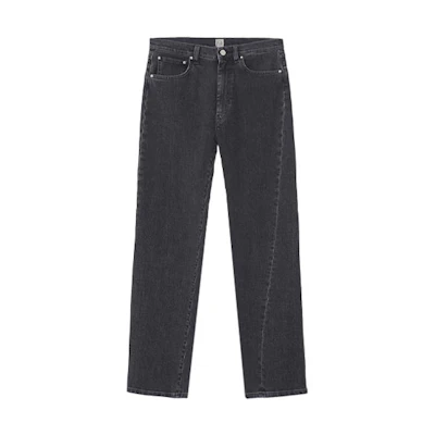 (Women) TOTEME Mid-Rise Straight-Leg Jeans Grey Wash with Logo Patch. 193232743300