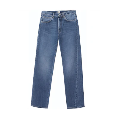 (Women) TOTEME Mid-Rise Straight-Leg Twist Seam Jeans Washed Blue. 211232740405