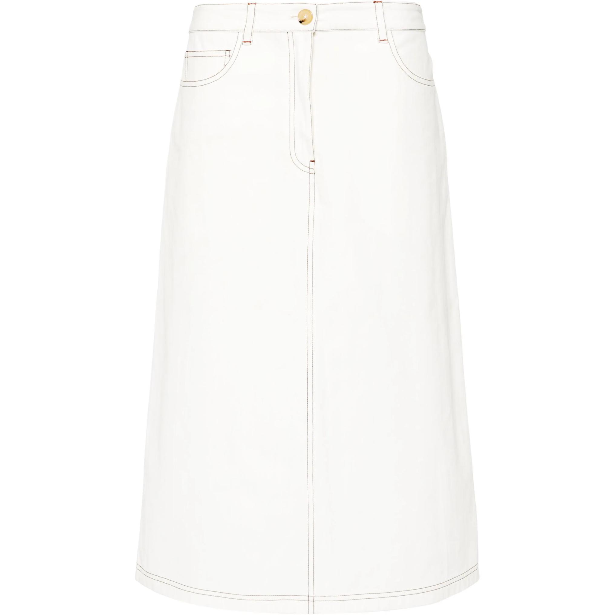 (Women) TOTEME  Minimalist White Low Waist Straight Long Casual Skirt 243WRB0198FB0104047