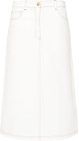 (Women) TOTEME Minimalist White Low Waist Straight Long Casual Skirt 243WRB0198FB0104047 (Women) TOTEME Minimalist White Low Waist Straight Long Casual Skirt 243WRB0198FB0104047