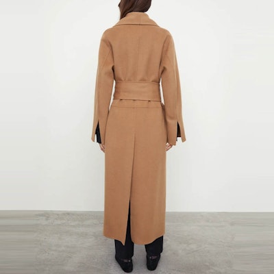 (W) TOTEME 寬鬆綁帶羊毛大衣棕色長款風衣 214-106-720-835 Shop (W) TOTEME 寬鬆綁帶羊毛大衣棕色長款風衣 214-106-720-835