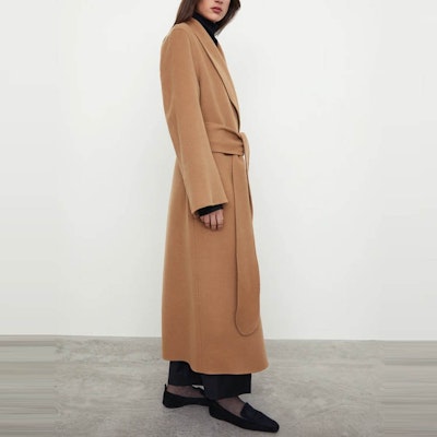 (W) TOTEME 寬鬆綁帶羊毛大衣棕色長款風衣 214-106-720-835 Purchase (W) TOTEME 寬鬆綁帶羊毛大衣棕色長款風衣 214-106-720-835