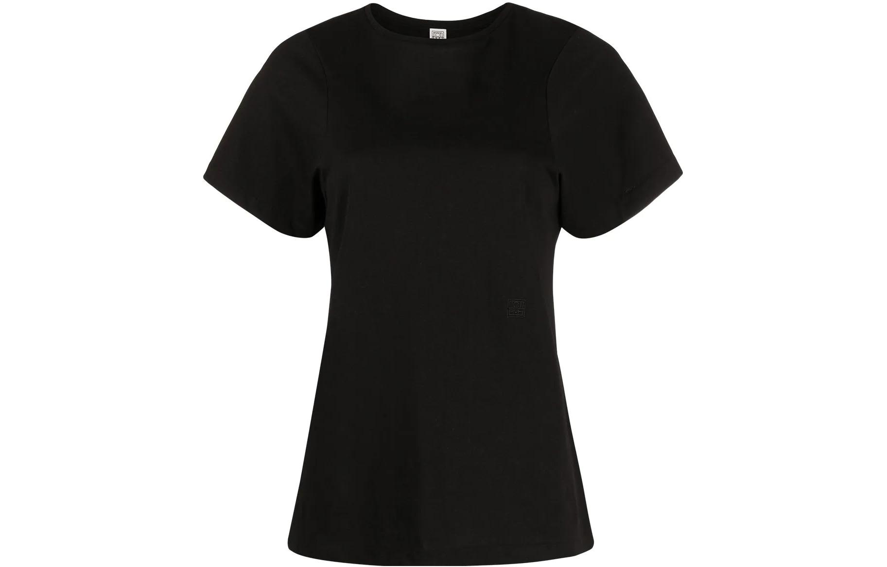(Women) TOTEME  Plain Logo Embroidered Crew Neck T-Shirt. 211439770200