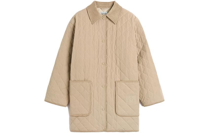 (Women) TOTEME  Quilted Barn Jacket Corduroy Trim Embroidered Logo Beige. 241WRO1022FB0169091