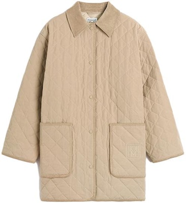 (W) TOTEME 米色绗缝外套灯芯绒边饰绣标夹克. 241WRO1022FB0169091 Order (W) TOTEME 米色绗缝外套灯芯绒边饰绣标夹克. 241WRO1022FB0169091