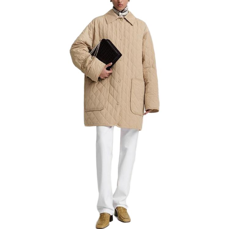 Lookbook (W) TOTEME 米色绗缝外套灯芯绒边饰绣标夹克. 241WRO1022FB0169091