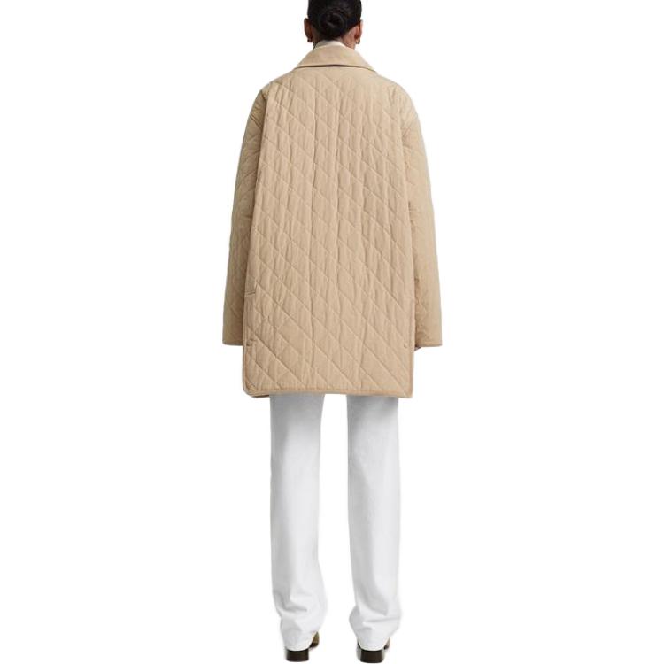 Shop (W) TOTEME 米色绗缝外套灯芯绒边饰绣标夹克. 241WRO1022FB0169091