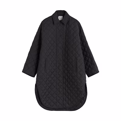 (Women) TOTEME Quilted Cocoon Mid-Length Jacket Coat Black 234WRTWOU085FB0007001