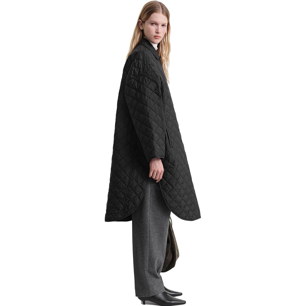 Purchase (W) TOTEME 經典黑色中長版菱格織紋外套大衣 234WRTWOU085FB0007001
