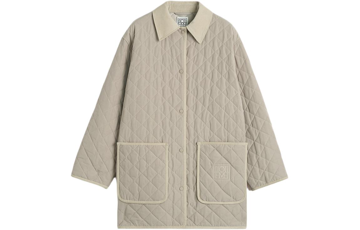 Order (W) TOTEME 絎縫燈芯絨飾邊谷倉外套-石灰石色 241WRO1022FB0169009