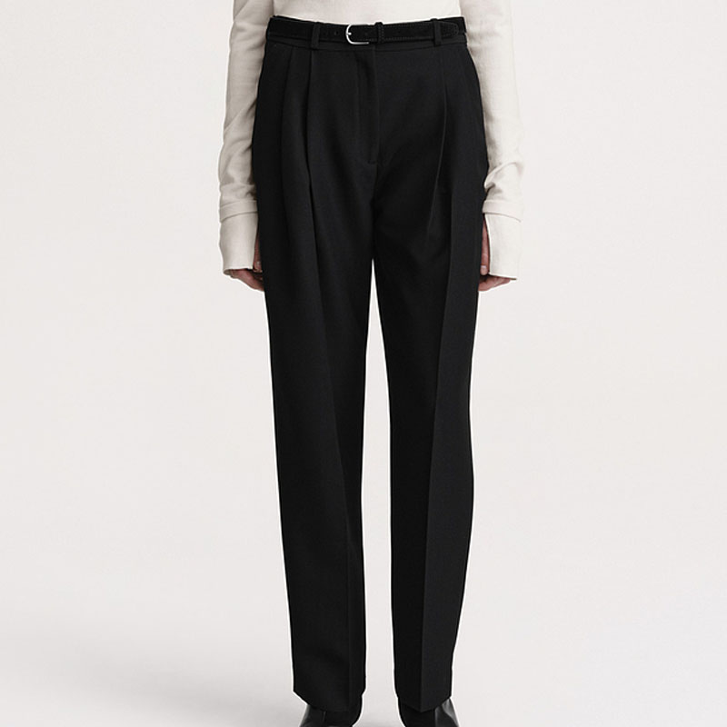 Lookbook (W) TOTEME Seluar Kasual Santai Pinggang Rendah Hitam. 234WRTWBM109FB0026001