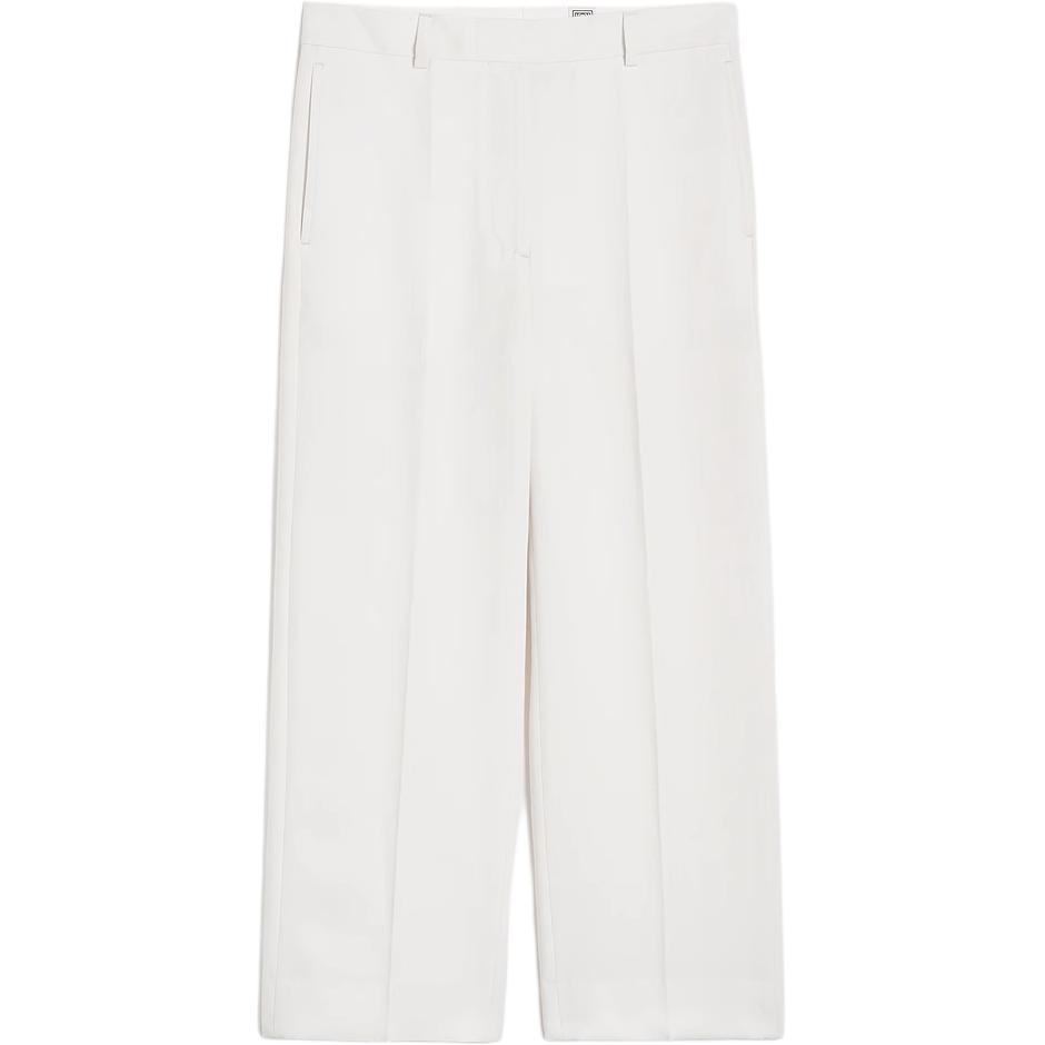 Order (W) TOTEME Slim-Fit Casual Cropped Pants Krim Putih - Awal Musim Luruh 2024 243WRB4511FB0065059